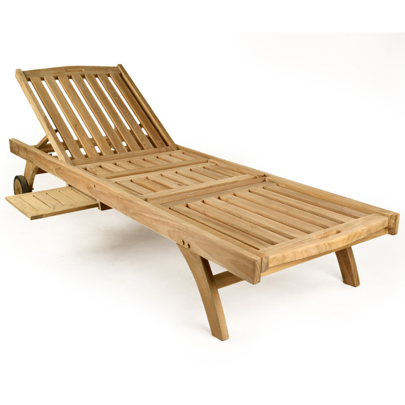 Cristina 200cm Long Reclining Teak Single Chaise
