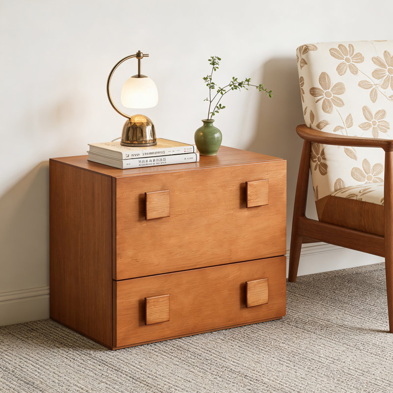 1pc, Antique-style Bedside Cabinet, Carmen Cabinet, Solid Wood, Suitable For Bedrooms, Home Use, Living Room Storage, Tv Side Compartment.