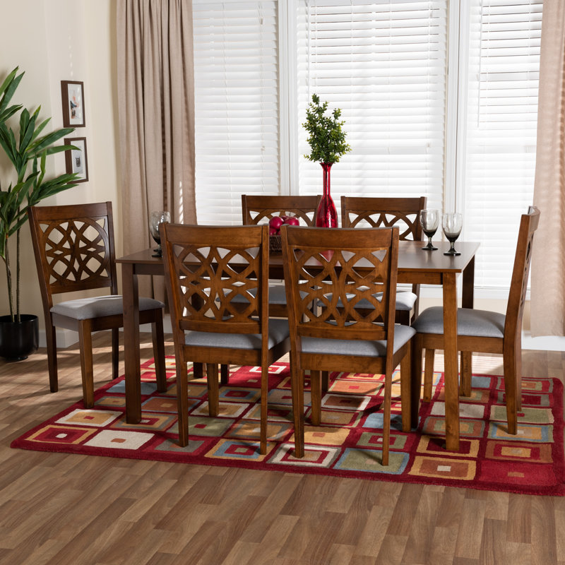 Ensemble repas pour 6 personnes Lewistown, gris, Noyer brun