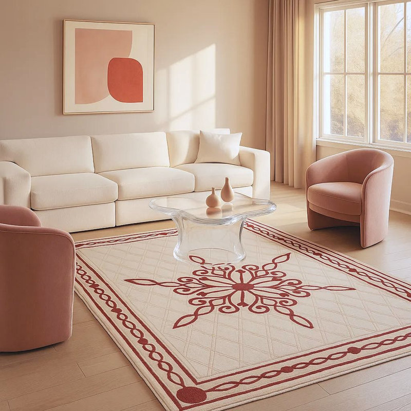 Tapis rouge en laine touffeté à la main Ailey