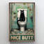 Chat noir dans la toilette, joli bout sur toile, impression-1936133618