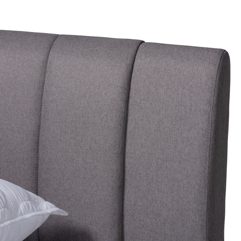 Upholstered Panel Bed, King, Gray