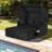 Patio Rattan Daybed Lounge Retractable Top Canopy Side Tables Cushions Black