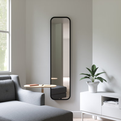 Miroir Hub avec cadre en caoutchouc, style mural ou incliné pour chambre à coucher, salle de bain, entrée