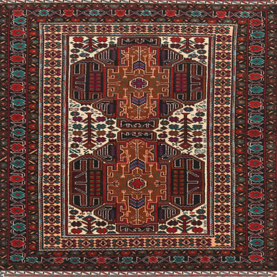 Tapis brun/noir/beige traditionnel