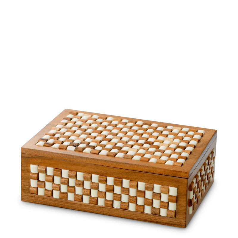 Box Cavendish White Brown Beads, 3.35" H x 9.84" W x 7.09" D