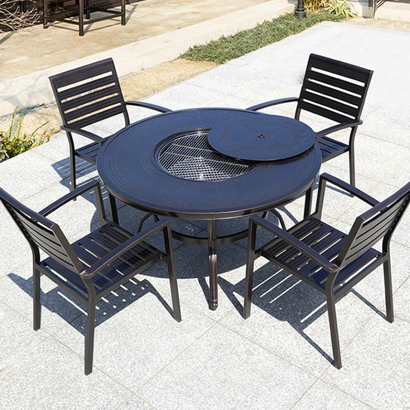 Outdoor charcoal-grilled dining set