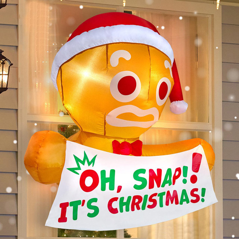 Bannière gonflable de Noël de 3,5 pi avec bannière Oh Snap