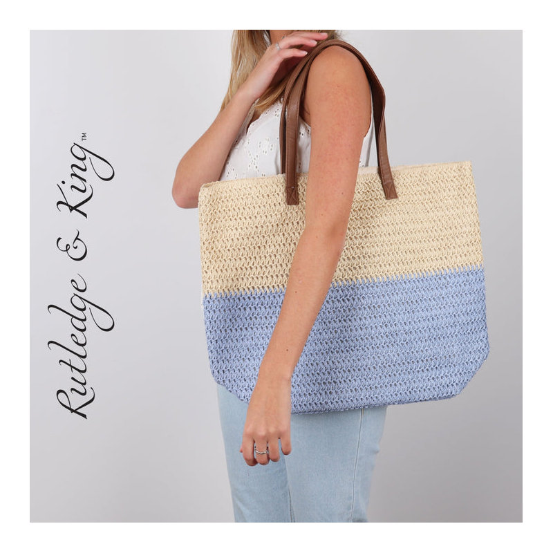 Sac fourre-tout pique-nique en paille - simple, Écume de mer