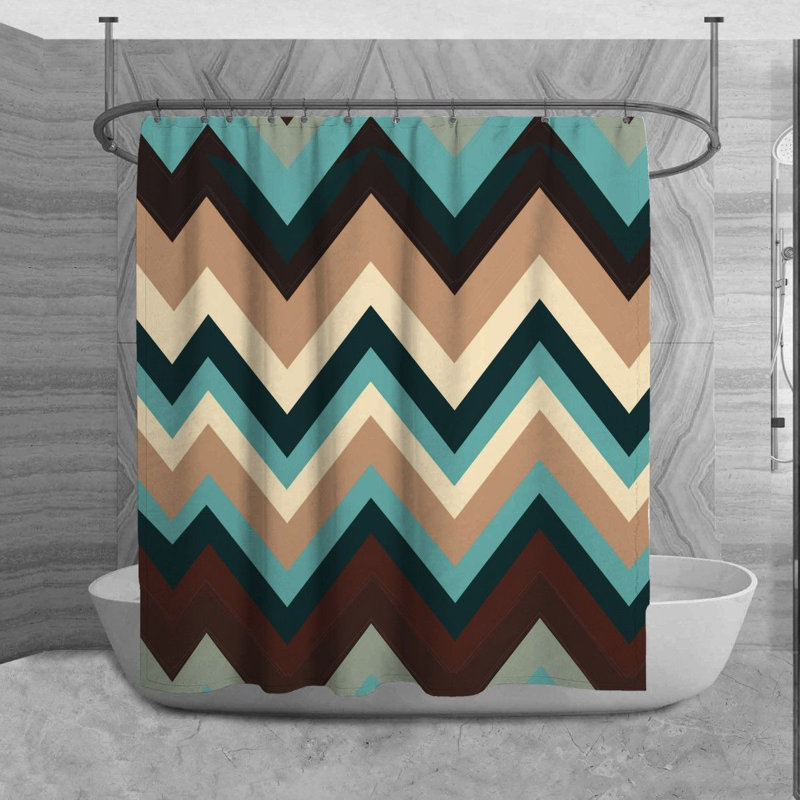 Chevron Shower Curtain Modern Bathroom Decor Blue, L 70 po x H 93 po