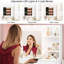 Meuble-lavabo moderne avec grand miroir à DEL - 8 tiroirs, tablettes à 2 niveaux, éclairage réglable, rangement spacieux, conception anti-basculement pour la chambre à coucher, blanc