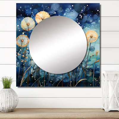 Rahmell - Grand miroir carré pissenlit pour décoration murale