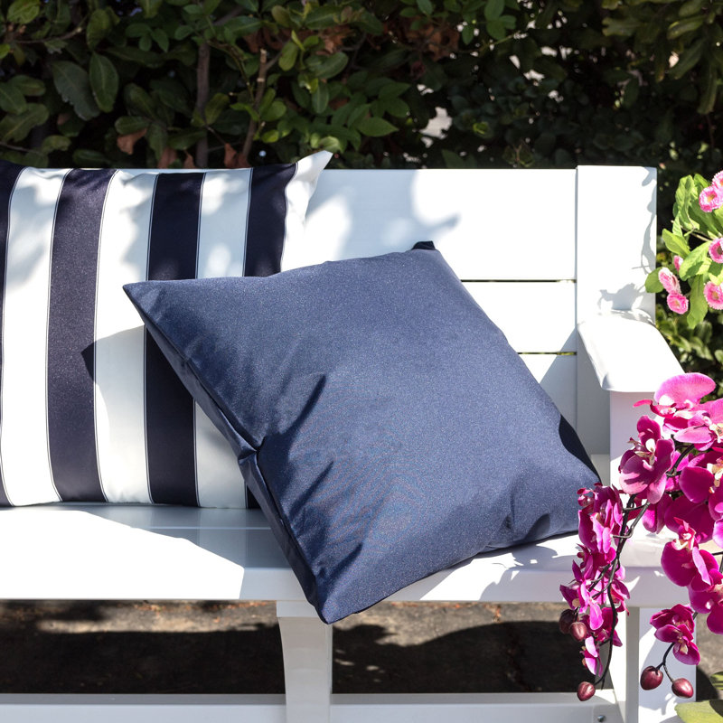 Outdoor Reversible Throw Pillow, 20" x 20", Navy