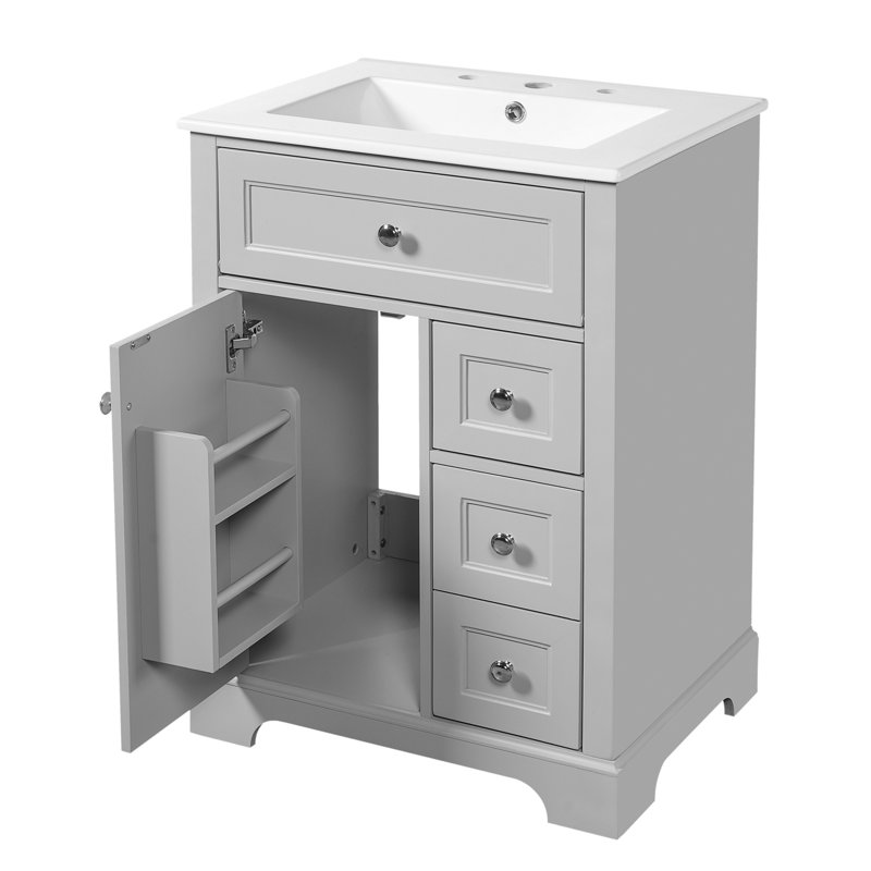Ensemble de meuble-lavabo moderne 24 "avec plateau en céramique, Gris