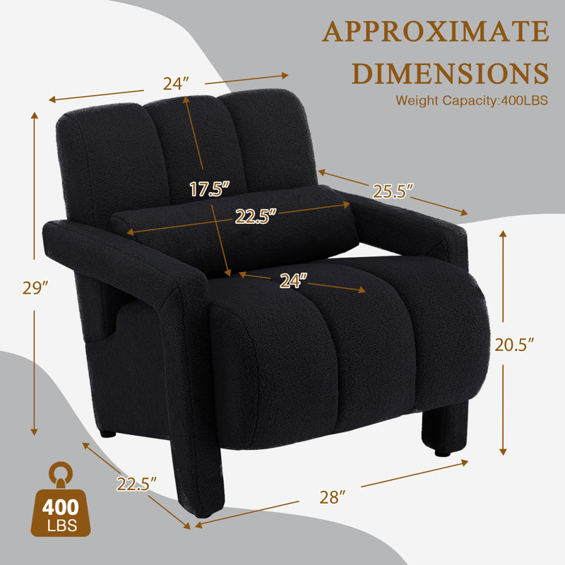 Jakeim 28‘’ Upholstered Accent Chair with Arm, Black
