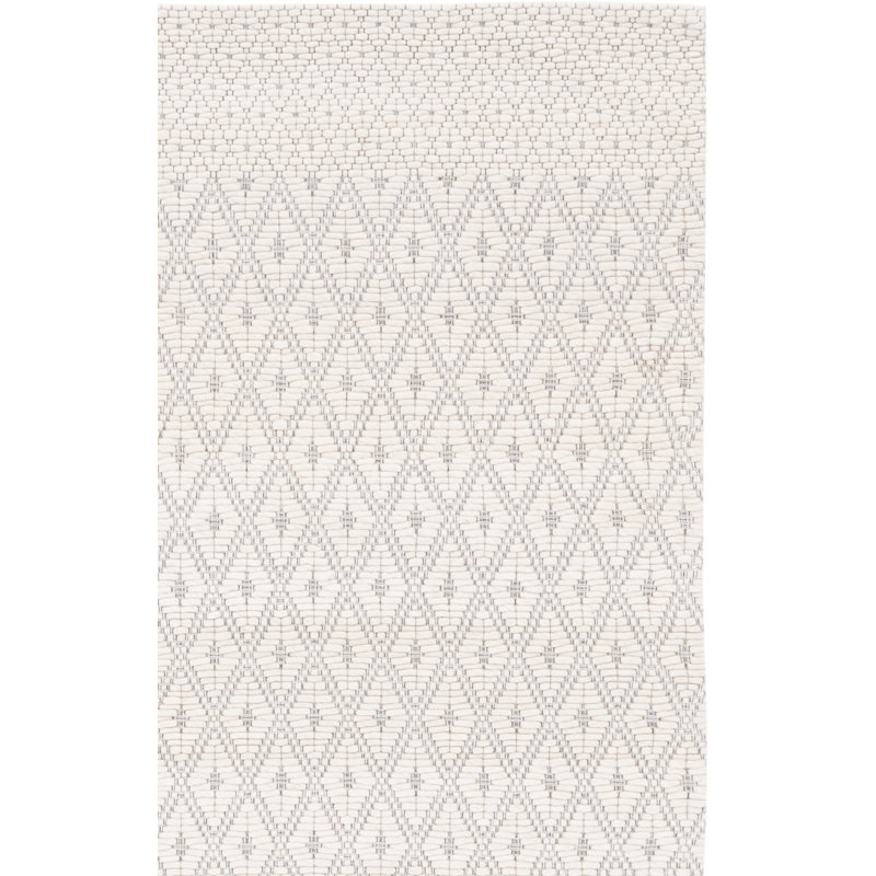 Tapis géométrique en laine / coton tissé à la main Congleton en ivoire / noir, Carré 6 pi