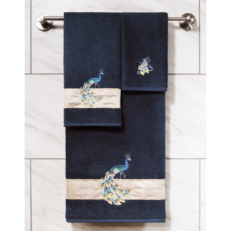 3 Piece 100% Turkish Cotton Towel Set, Navy