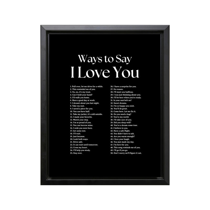 Ways To Say I Love You No6, 24"H x 32"W, Canvas, Black Framed