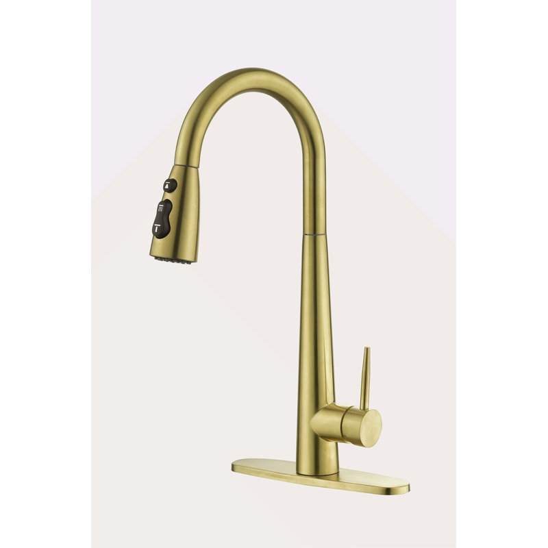Kitchen Faucets With Pull Down Sprayer, Kitchen Sink Faucet With Pull Out Sprayer, Fingerprint Resistant, Single Hole Deck Mount, Single Handle Copper Kitchen Faucet
