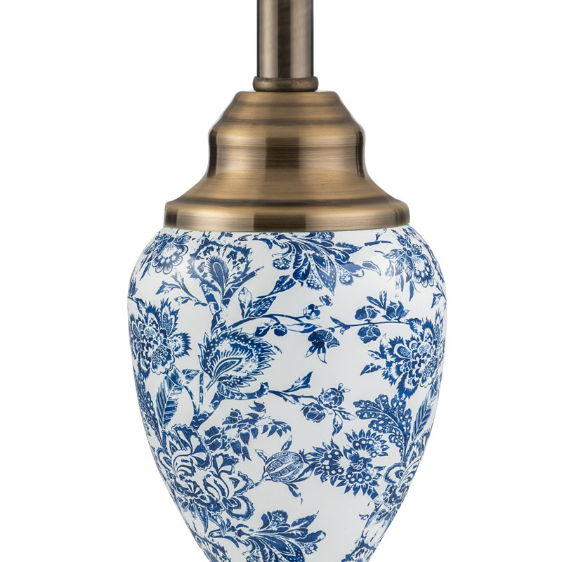 Pulcherie 44Cm White/Blue Table Lamp, Antique