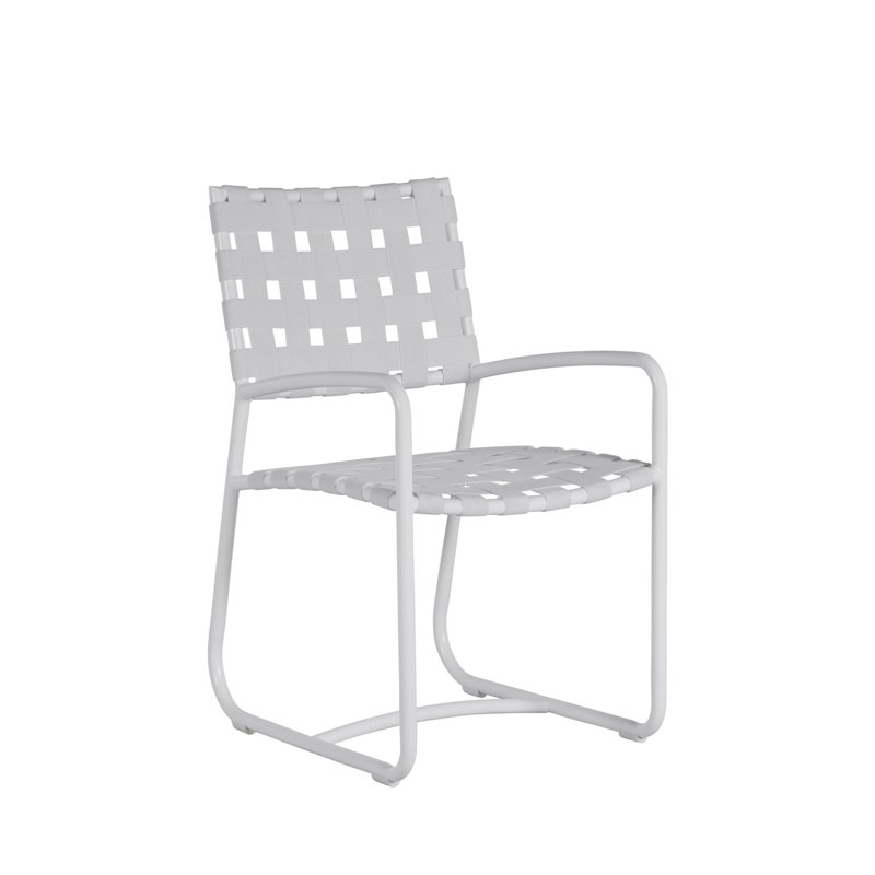 Chaise avec accoudoirs Catalina - Craie avec sangle blanche, Cadre craie / siège blanc