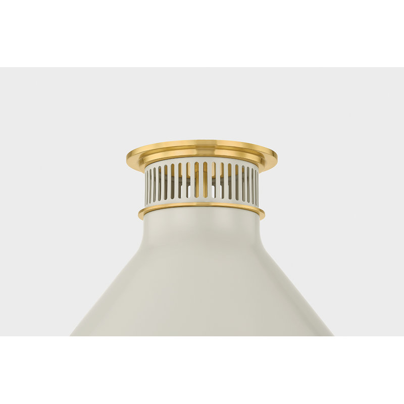 Plafonnier encastré en laiton vieilli Highclere par Mark D. Sikes, H 9,75 po x l 12,75 po x P 12,75 po, Blanc