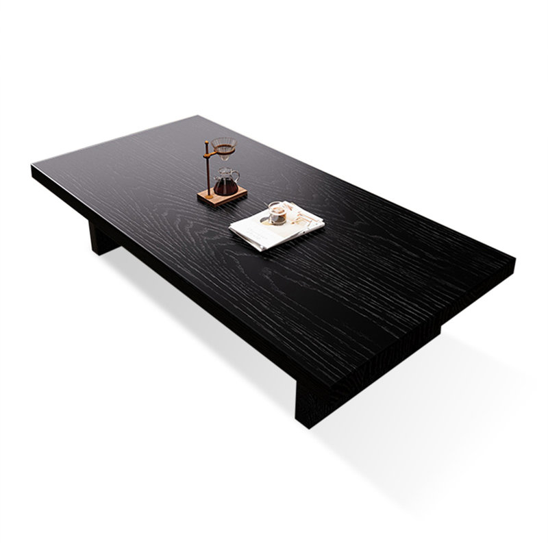 Black Solid Wood Rectangular Coffee Table, 12.99" H x 39.37" L x 23.62" W