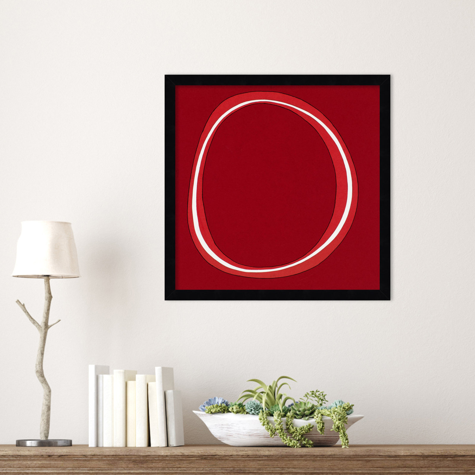 Red Circle by Alex Dunn, Black, 17" H x 17" W