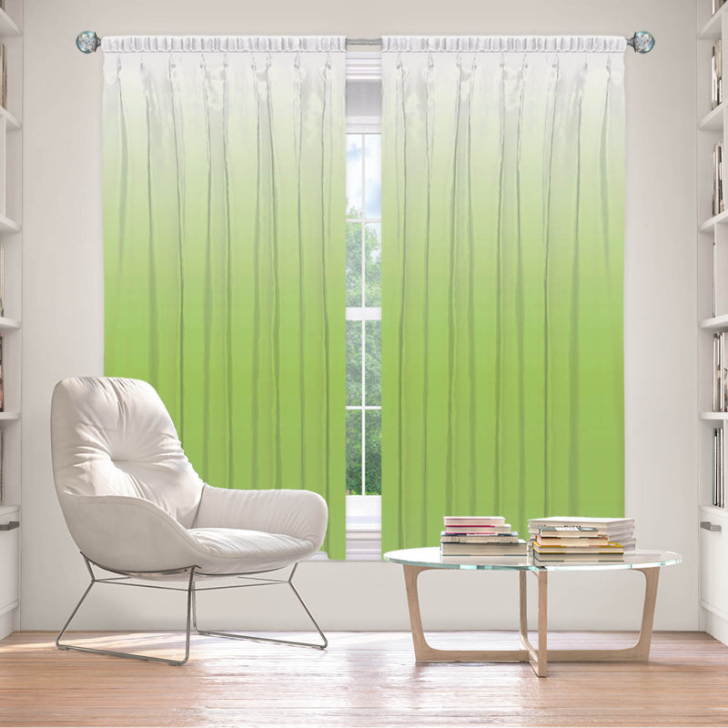 Vandela Room Darkening Curtain Pair, 40" W x 82" L, Light/Green/Avocado