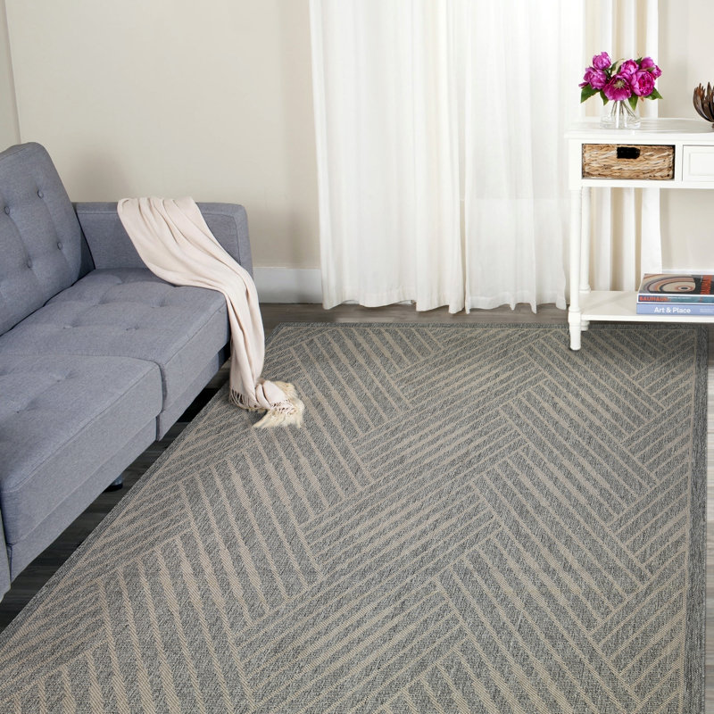 Contemporary Geometric High-Low Performance Indoor/Outdoor Area Rug, Rectangle 8' x 10'