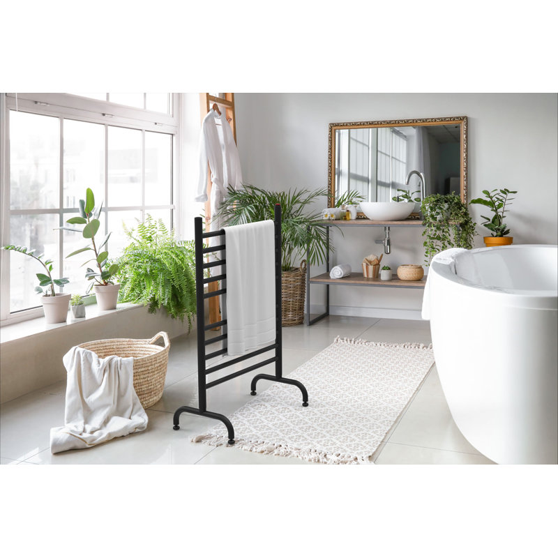 Solo Straight Towel Rail Towel Warmer, 38" H x 32.5" W x 15" D, Black