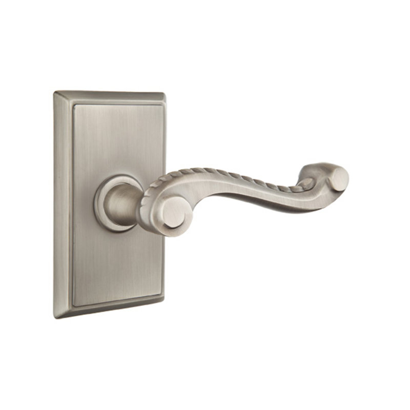 Levier de porte à clé avec rosette, Gauche, Nickel antique, Oui