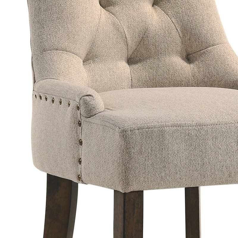 Ensemble de 2 chaises d'appoint en tissu beige et finition chêne vieilli Farren, Beige, Noir