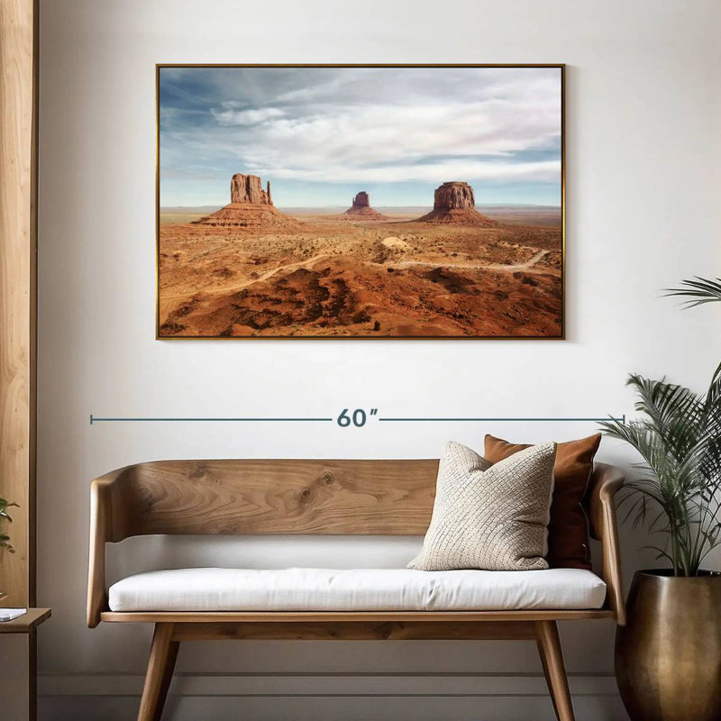 Arizona Monument Valley, 46 po x 31 po, Cadre flottant doré