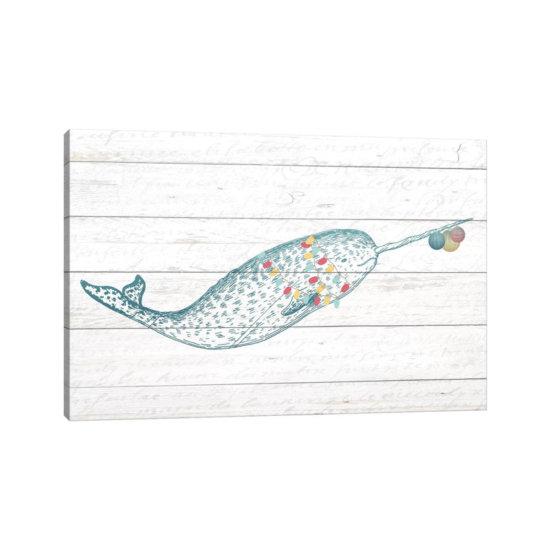 Narwal Christmas by Kimberly Allen - Wrapped Canvas Rectangle Print, 20.32cm H x 30.48cm W