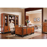 Gilemette 3 Piece Solid Wood Rectangular Executive Desk Office Set with Chair