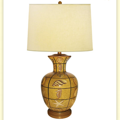 Lampe de table en porcelaine peinte à la main multicolore 34 po écossais