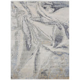 One-of-a-Kind Rectangle 8'10" x 12'1" Area Rug in Silver/Black/Blue/Brown