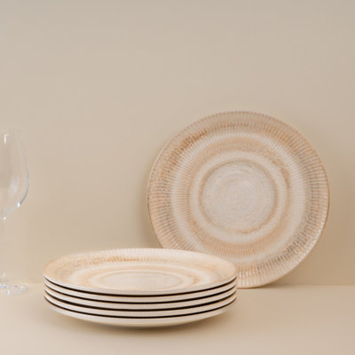 Assiette ronde sans bord en porcelaine Paros-Shell Sand Premium