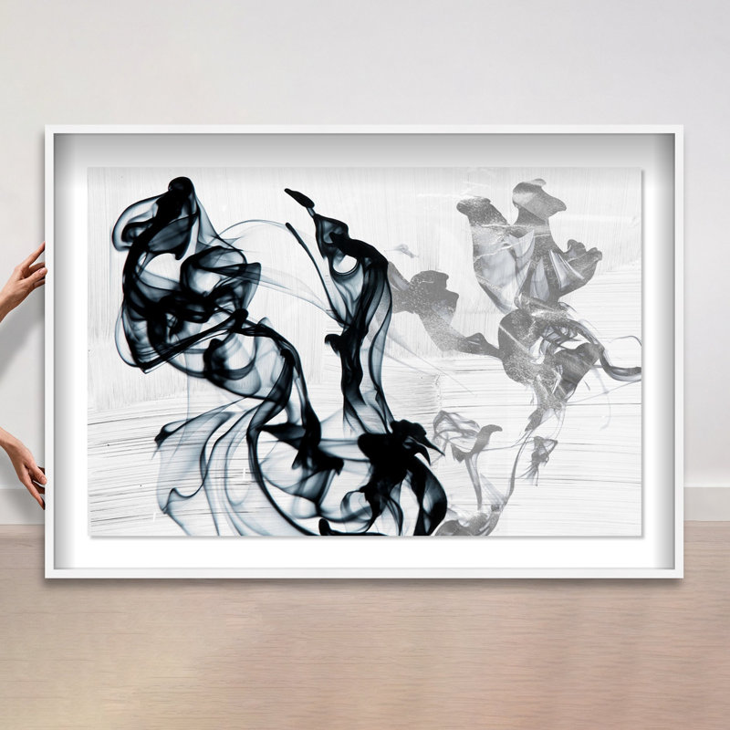 Oliver Gal Ice Fire Abstract - Luxury Shadowbox Framed Wall Art, 31.5" H x 46.5" W, White