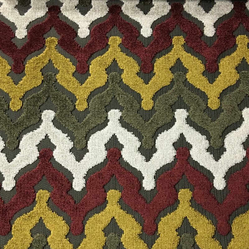 Presley-Lennon Cut Velvet Upholstery Fabric, Henna