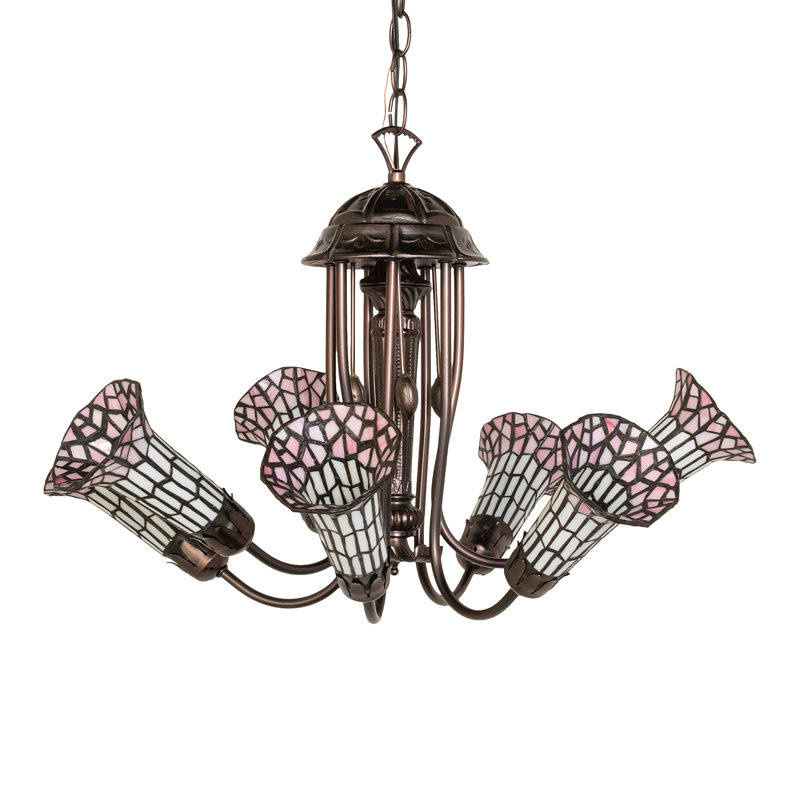 Lustre linéaire moderne à 7 lumières Gaynelle, Rose / blanc
