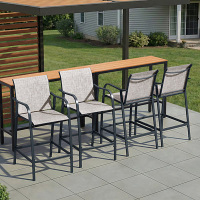 28.74 Inch Outdoor Patio Metal Bar Stools (Set of 4)
