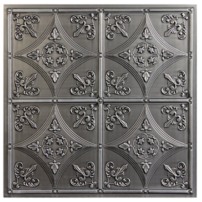 Carreau de plafond en vinyle nickel antique de 1,98 pi x 1,98 pi Basilic