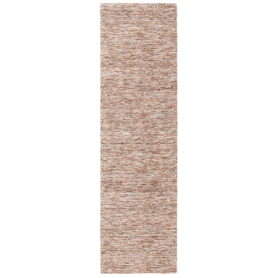 Algimas Handloomed Wool Cotton Abstract Rug in Beige/Rust