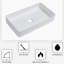 Lavabo vasque en céramique 24X14 - blanc, surface lisse, pour la maison, le restaurant, le bâtiment de bureau rectangulaire à faible absorption d'eau, le bureau,