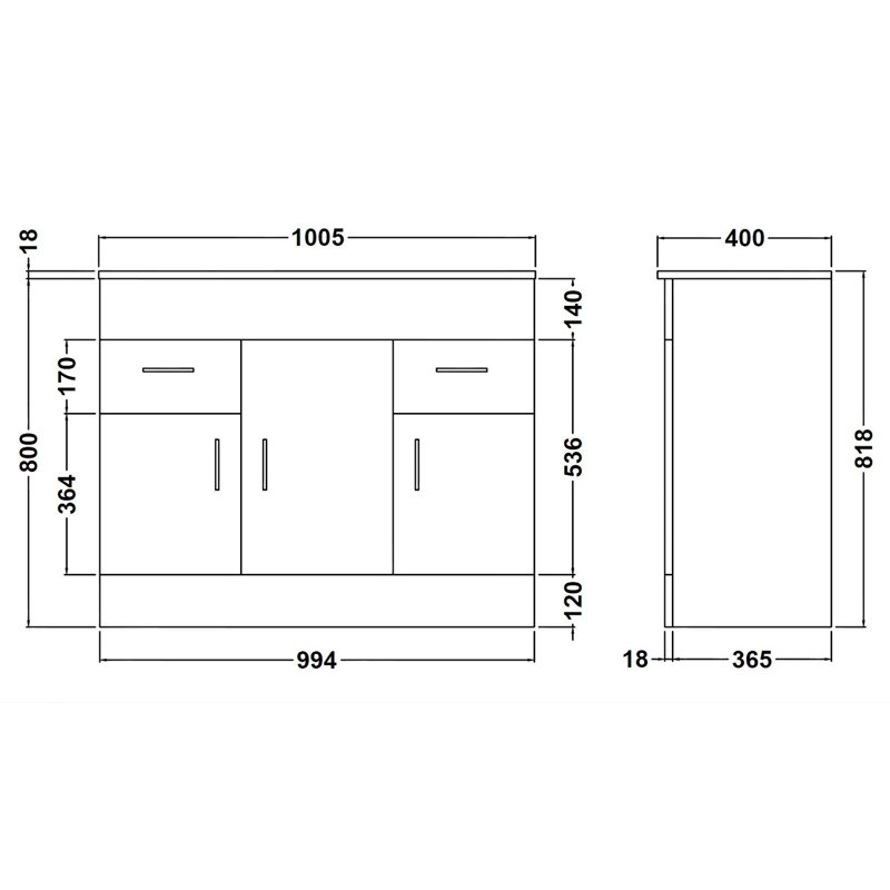 Eden 1005mm Single Bathroom Vanity with Integrated Vitreous China Basin