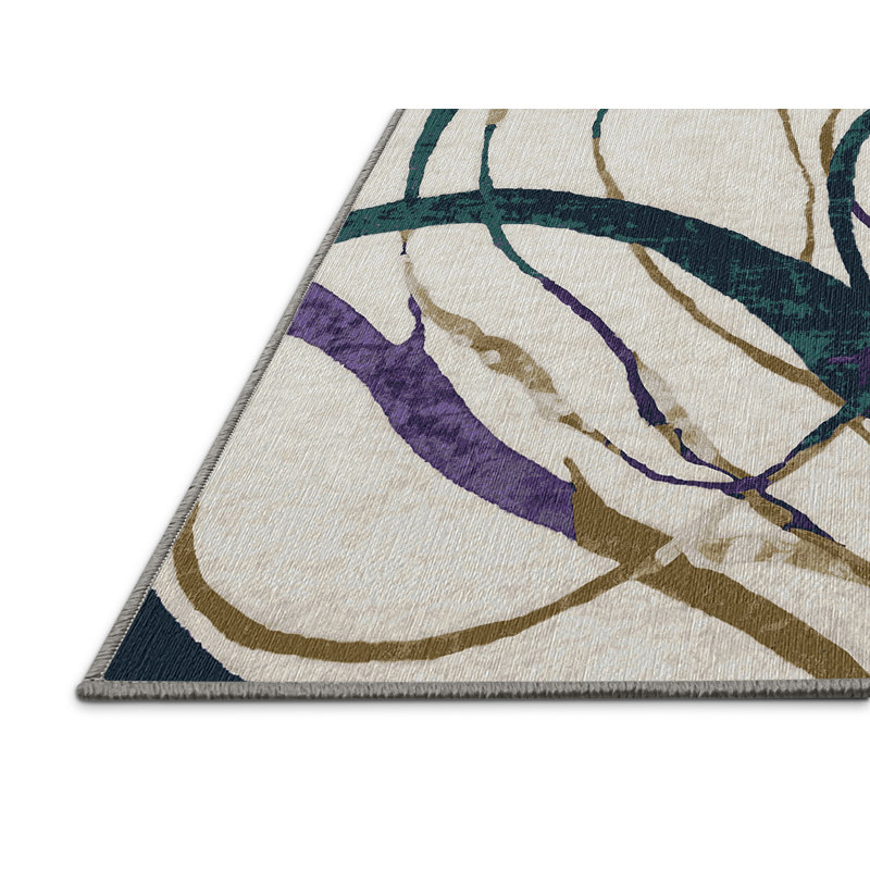 Machine Washable Gray Area Rug, Rectangle 7' x 9'