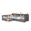 Lit de jour simple pour 2 personnes, structure de lit simple en L avec 3 tiroirs de rangement, lit d'angle en bois avec bibliothèque, cadre de lit d'angle-562520683
