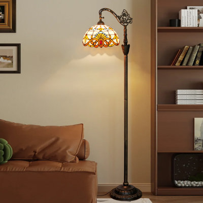63"H Tiffany Style Floor Lamp with Stained Glass Shade and Resin Base